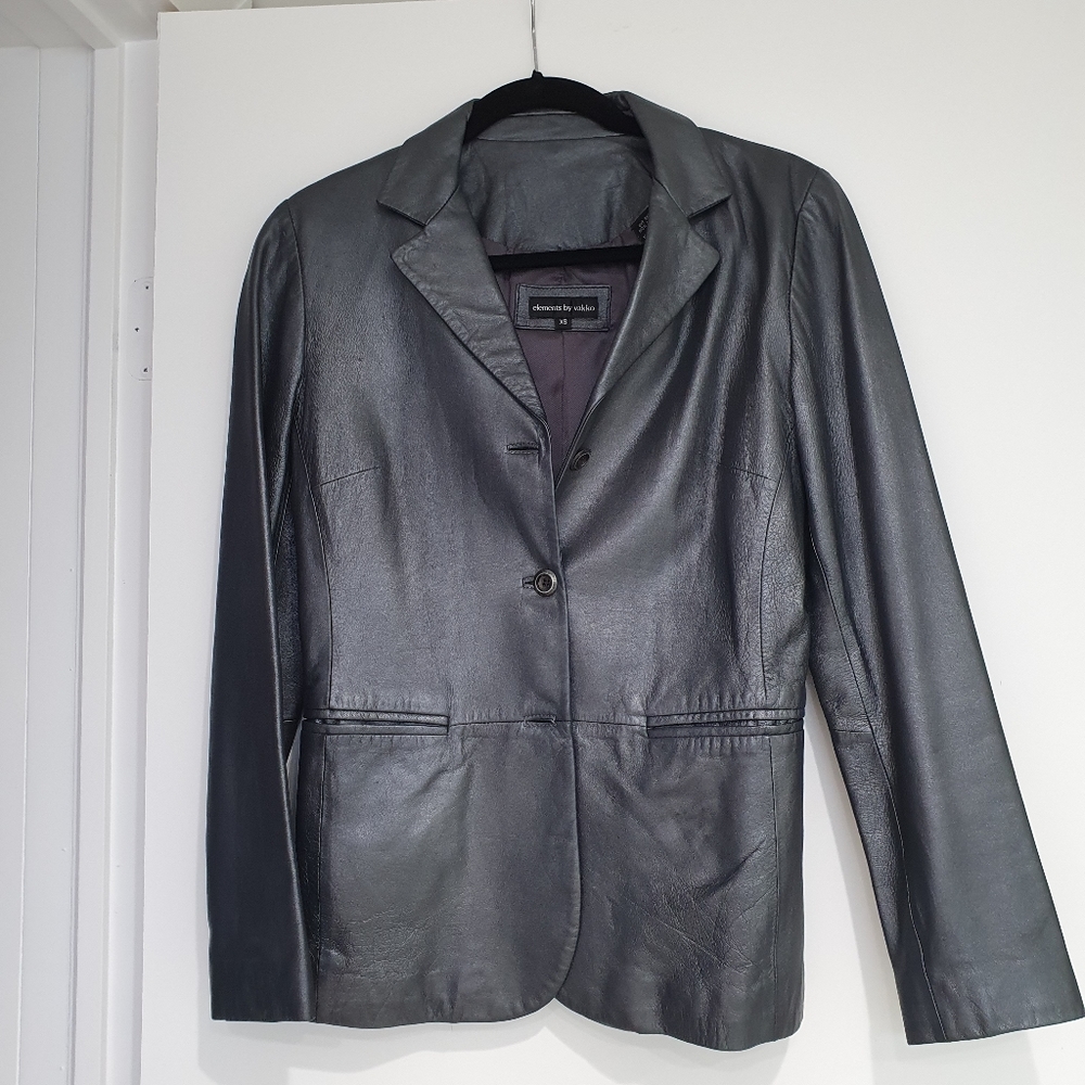 Elements by Vakko Leather Jacket XS